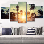 Tableau HD Moderne Mur Art Décor Cadre Modulaire Photos 5 Pièces Plage Cocotiers