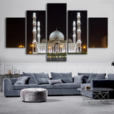 Tableau Islamique Mosquée Night HD Vue Mur Art 5 Pièces Islamique Mur Art Paysage