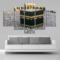Tableau Islamique HD Mur Art La Mecque Mosquée Pèlerinage 5 Pièces Impression