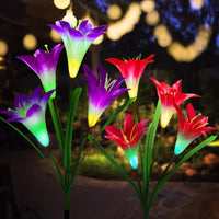 Led Solaires Extérieures De Jardin D'été 4 Lumières Multicolores Changeantes Fleurs De Lys
