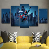 Tableau Décoratif HD 5 panneaux Toile Art DC Superman Bâtiment Peinture Décoration