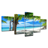 Magnifique Tableau HD Imprimé 5 Pièce Toile Art Des Maldives Îles Palmier Océan