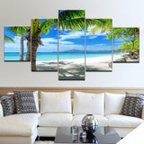 Magnifique Tableau HD Imprimé 5 Pièce Toile Art Des Maldives Îles Palmier Océan