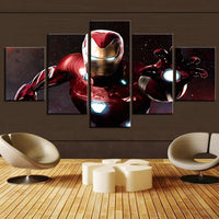 Mur Art Peinture Décor HD Imprimé Toile Affiche 5 Pièces Super-Héros Film Iron Man