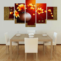 Tableau Déco HD Art Moderne Peinture Sur Toile Mur 5 Panneaux Fleur Modulaire Image