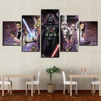 Tableau Décor HD Impressions Peinture 5 Panneaux Star Wars Film Personnages Affiche