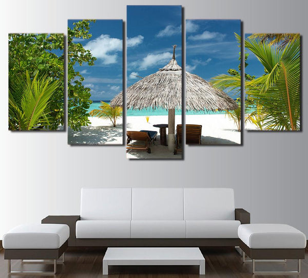 Tableau 5 Pièce Toile Île Tropicale Peinture Toile Affiches Et Impressions Mur Art Toile