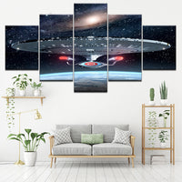 Tableau Toile HD Film Star Wars Destroyer Millennium Falcon Affiche 5 Panneaux Art