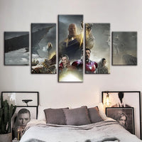 Tableau Pentaptyque Peinture HD Toile Mur Art Les Avengers Marvel Bande Dessinée