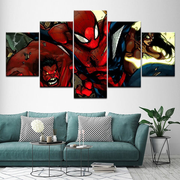 SpiderMan 5 Pièces HD Imprimer mur Art Toile Film Avengers Infinity Guerre Peinture