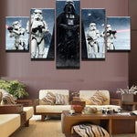 Tableau Décor HD Mur Art 5 Pièces Star Wars Noir Chevalier Dark Vador Stormtrooper