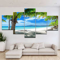 Magnifique Tableau HD Imprimé 5 Pièce Toile Art Des Maldives Îles Palmier Océan