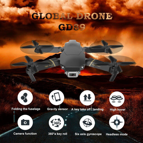 GD89 Dron WIFI FPV 1080P Cam HD Alt Hold Mode sans tête Drone pliable RC 4copter RTF