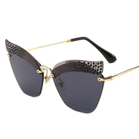 Lunettes De Soleil Fashion Noir Sans monture Design Rétro 2019 Œil De Chat Pour Femmes