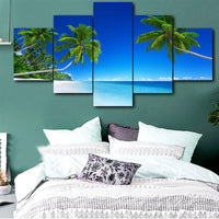 Superbe Toile Peinture HD Paysage Tropical Wall Art Print 5 Panneau Affiche Plage Salon