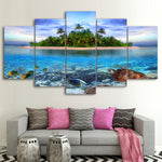 Magnifique Peintures Sur Toile 5 Pièces La Vie Marine Île Tropicale Images HD Prints