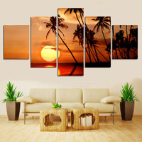 Tableau Modern HD Mer Plage Cocotiers Paysage Toile Peinture Coucher De Soleil Décor