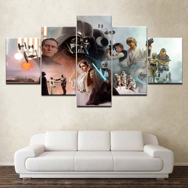 Tableau Déco  Haute Définition Toile Peinture Photos Décor 5 Panneaux Star Wars HD