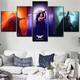 Tableau Impression HD Sur Toile 5 Pièces Justice League Wonder Woman Superman Bat