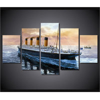Magnifique Tableau HD 5 Panneau Titanic Navire Paysage Marin Art Image Moderne
