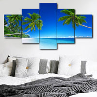 Superbe Toile Peinture HD Paysage Tropical Wall Art Print 5 Panneau Affiche Plage Salon