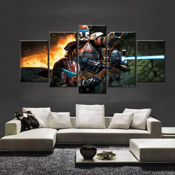 Tableau Toile HD Modulaire Affiches Décoration Peintures 5 Panneaux Film Star Wars