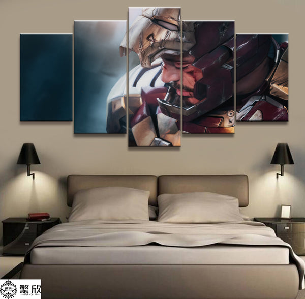 Tableau Déco Haute Définition Cadre 5 Panneaux Image Iron Man Marvel Film Oeuvre