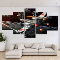 Tableau Déco 5 Pièces Star Wars HD Vaisseau Spatial Impression Toile Modulaire Murale