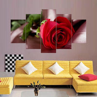 Tableau Déco Moderne HD Mur Art Imprimé Toile 5 Panneau Rouge Rose Pour Salon