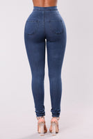 Jeans femmes mode Push Up Denim lavé bleu profond crayon Mujer Europe amérique