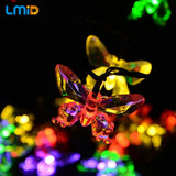 Lampes LED Solaires Coloré Papillon Guirlande Fée Luces Étanche En Plein Air De Noël