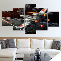 Tableau Déco 5 Pièces Star Wars HD Vaisseau Spatial Impression Toile Modulaire Murale