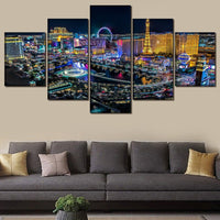 Gravures HD 5 Pièces Las Vegas Ville Paysage Peintures Toile Modulaire Photos Décor