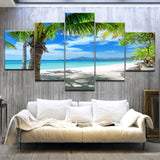 Magnifique Tableau HD Imprimé 5 Pièce Toile Art Des Maldives Îles Palmier Océan