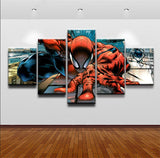 Tableau Impressions HD Toile 5 Cadres Modulaire Bande Dessinée Spider Man Mur Art