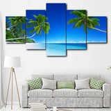 Superbe Toile Peinture HD Paysage Tropical Wall Art Print 5 Panneau Affiche Plage Salon