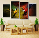 Tableau HD 4 Panneaux 2 Magnifique Perroquets Volants Colorés D'Amazonie Photos