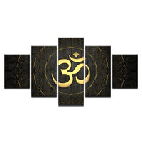Tableau HD 5 Pièces bouddha OM Yoga affiche HD Imprimer Ou symbole Abstrait Photo