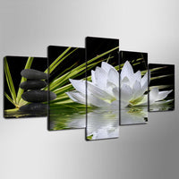 Moderne Maison Mur Art Décoration Cadre Modulaire Photos 5 Pièces Blanc Lotus Fleur Eau HD