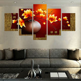 Tableau Déco HD Art Moderne Peinture Sur Toile Mur 5 Panneaux Fleur Modulaire Image