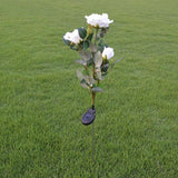 Magnifique Fleur 3 Tête De Rose Blanche Lumière Solaire LED Lampe De Pelouse Déco