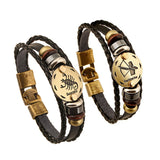 Bracelet Unisexe Vintage Bracelets D'amitié,Charme Bijoux 12 Constellations En Cuir