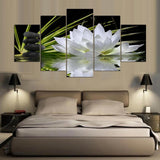 Moderne Maison Mur Art Décoration Cadre Modulaire Photos 5 Pièces Blanc Lotus Fleur Eau HD
