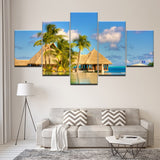 Magnifique Tableau Haute Définition 5 Pièces Toile Tropical Island resort Peinture Cadre