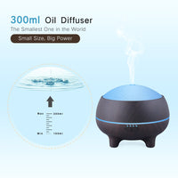 Humidificateur d'air Bluetooth ultrasonique en bois diffuseur d'arôme d'huile essentiel 300ml