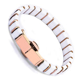 Bracelet en céramique de santé plaqué or rose Bracelet en germanium complet Unisexe