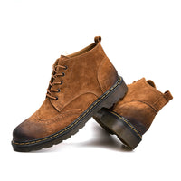 Bottines Cuir Véritable Hommes Automne Hiver Bottines Mode Chaussures À Lacets