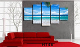 Tableau Décoratif HD Imprimé 5 Pièce Toile Art Île Tropicale Palmier Mur Photos Salon
