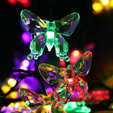 Lampes LED Solaires Coloré Papillon Guirlande Fée Luces Étanche En Plein Air De Noël
