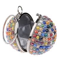 Jolie Sac à Main Céramique Multicolores Femmes Avec Poignée En Métal Diamants Fashion